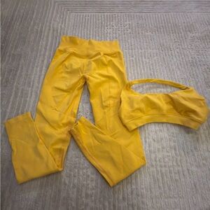 Vibrant Yellow Women’s Athletic Leggings and Top Set